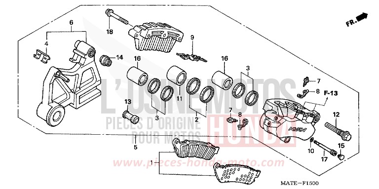 REAR BRAKE CALIPER for Super Blackbird IRON NAIL SILVER METALLIC-U (NH167D) from 2006